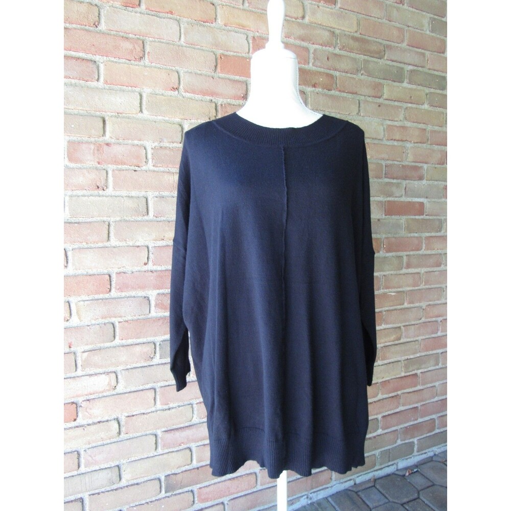 NWT Adrianna Papell Womens M Sweater Black Long Sleeve Pullover Middle Seam - Picture 6 of 16